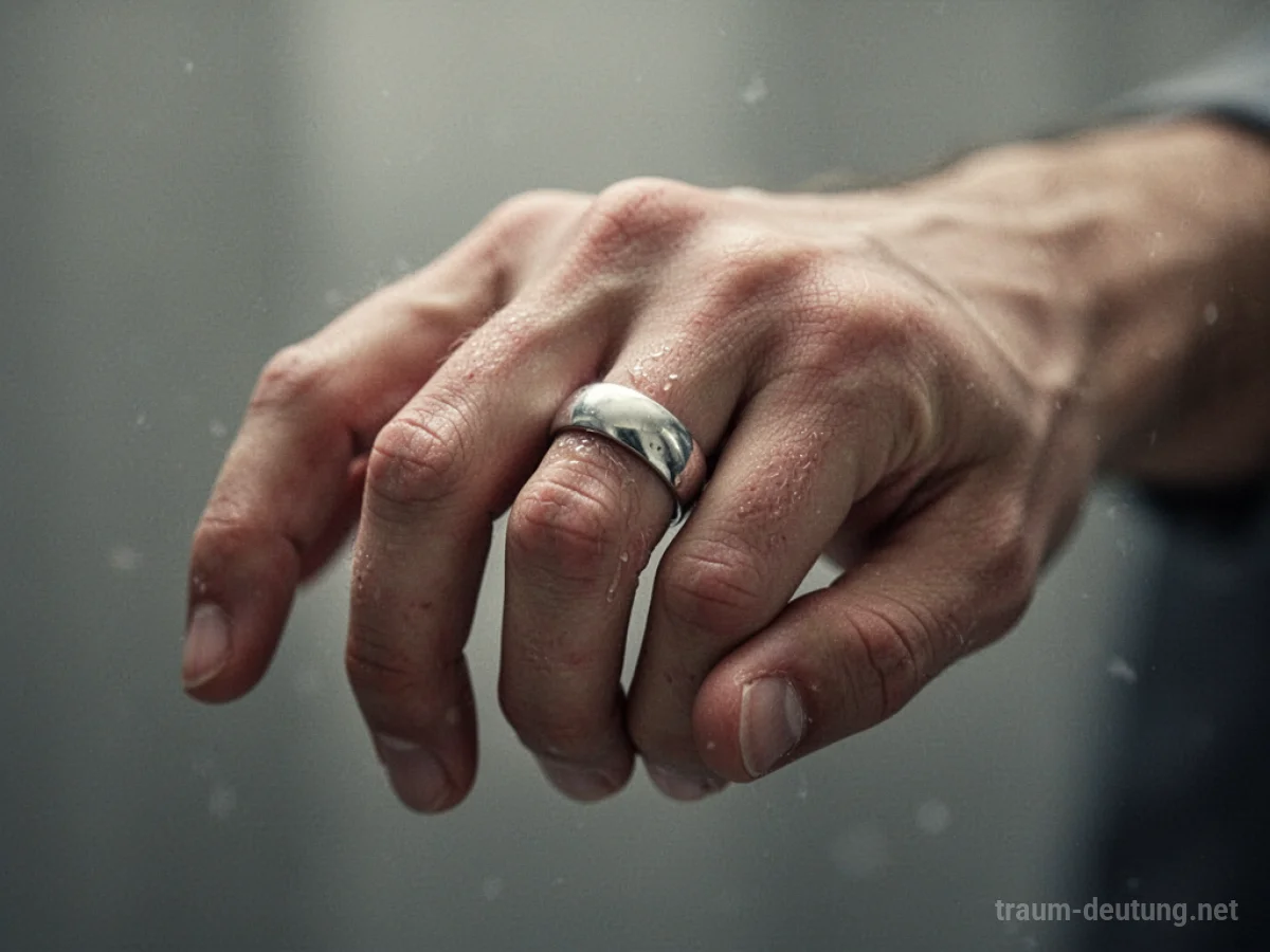 Hand mit einem feststeckenden Ring am Finger