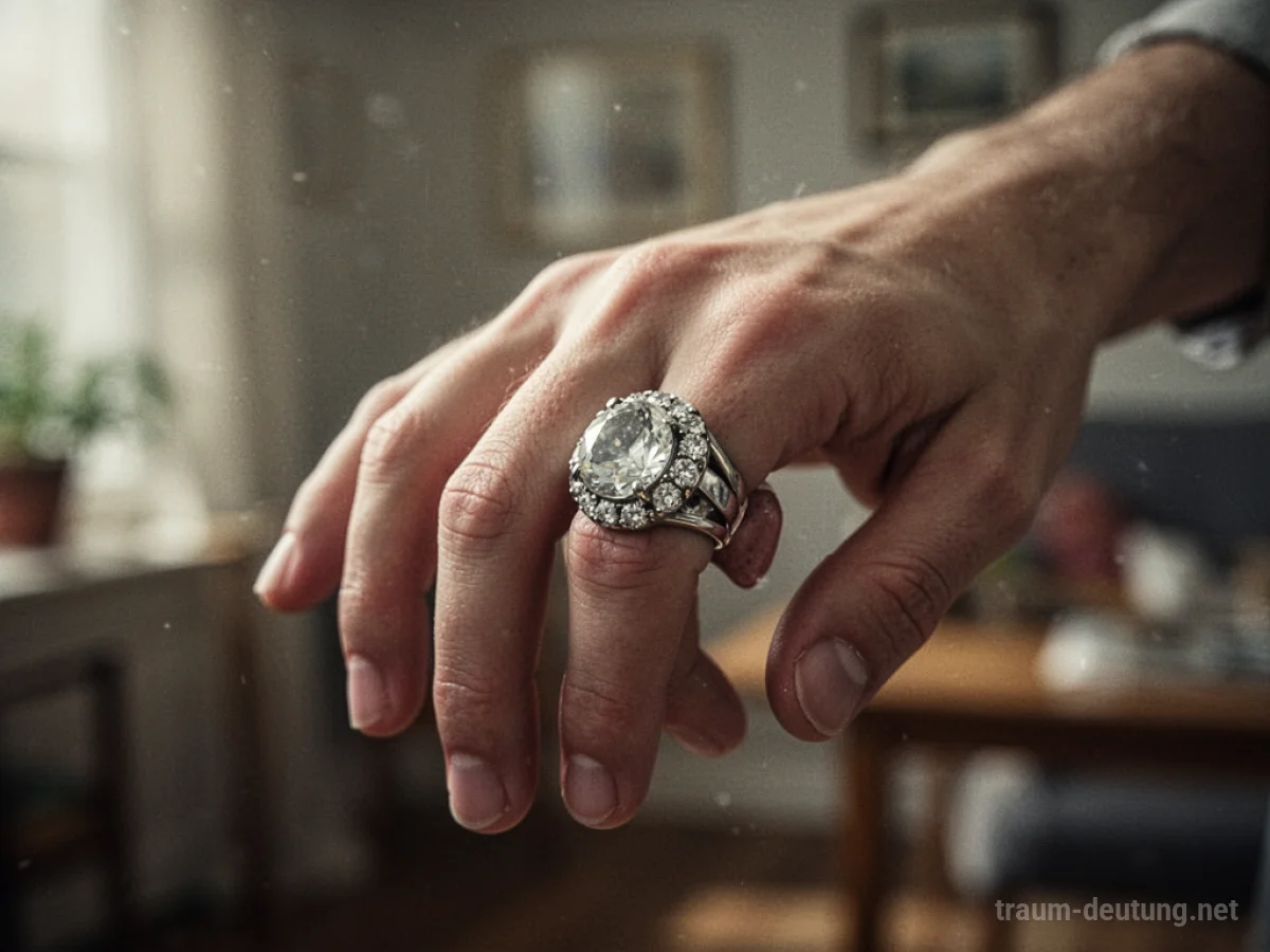 Hand mit einem Ring, der zu weit ist und abrutscht.