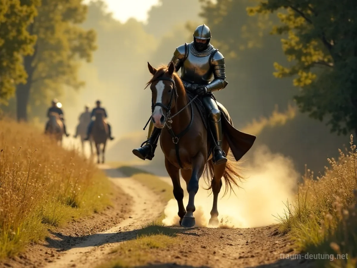 Ritter stürzt vom Pferd auf einem staubigen Weg.