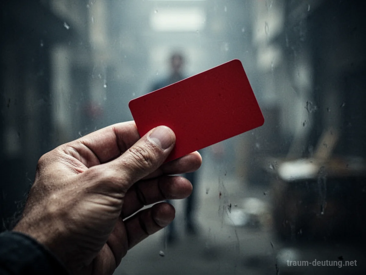 Eine Hand hält eine rote Karte, unscharfer Hintergrund
