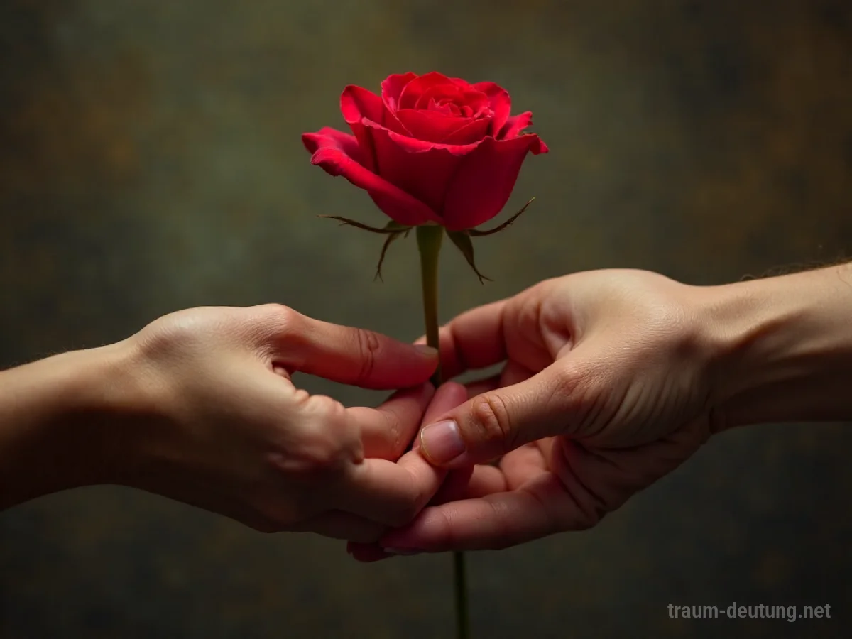 Rote Rose wird überreicht