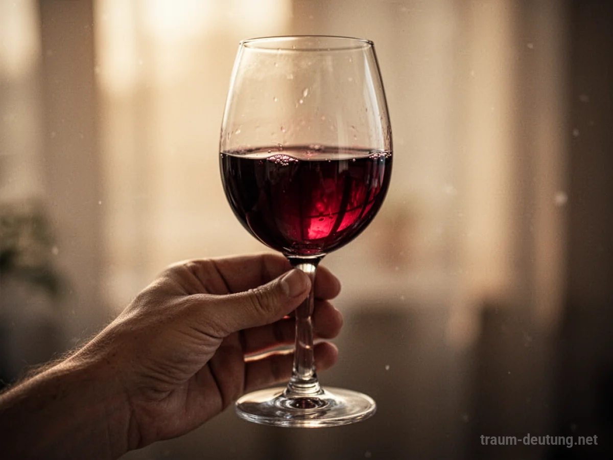 Glas mit rotem Wein in einer Hand