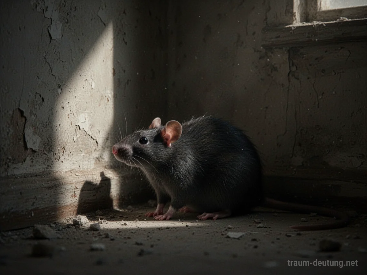 Schatten einer schwarzen Ratte in einem dunklen Raum