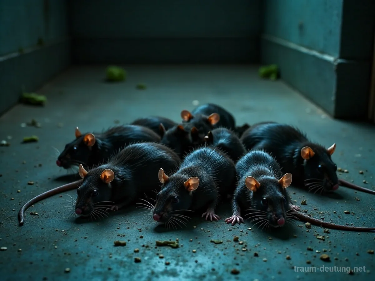 Eine tote Ratte auf trockenem Boden im diffusen Licht