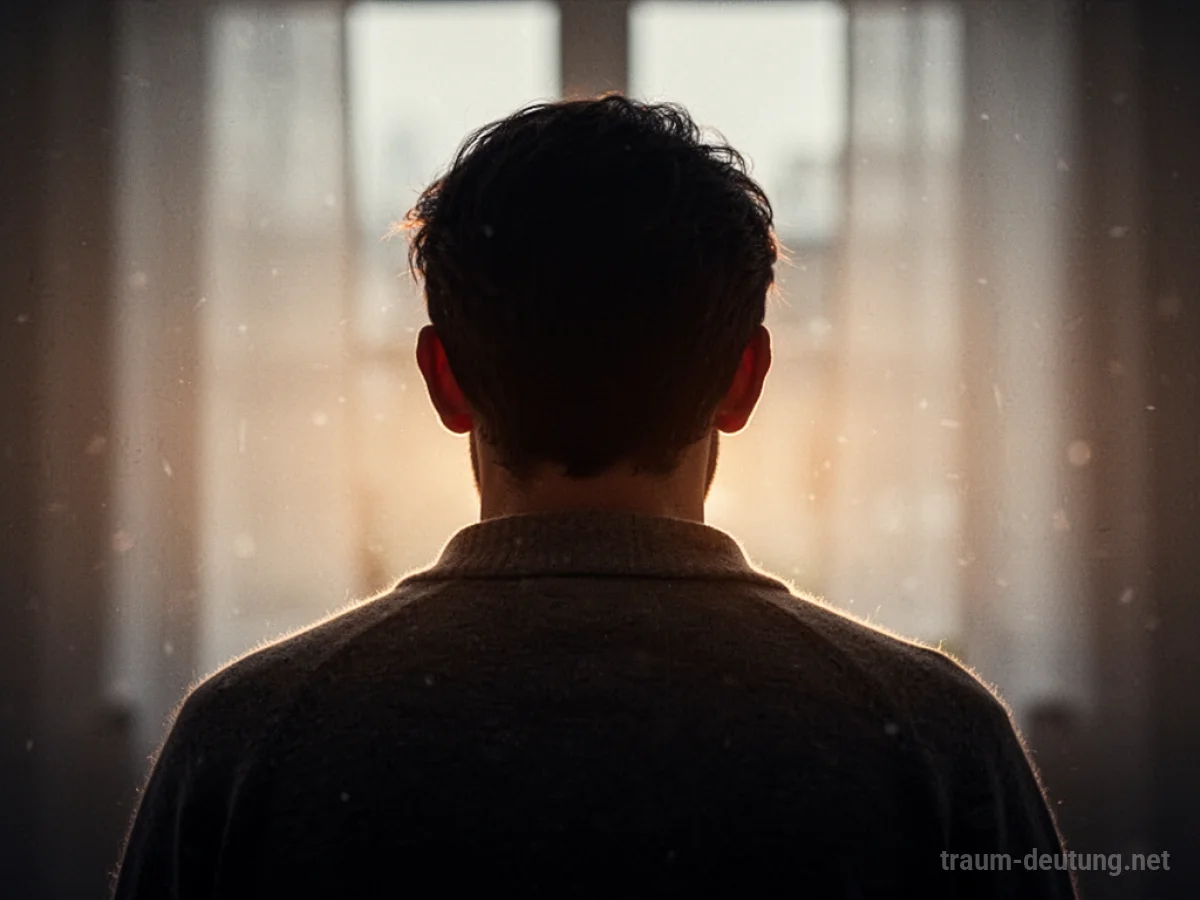 Silhouette von hinten gesehen, die den Rücken einer Mutter darstellt, mit einem warmen Licht.