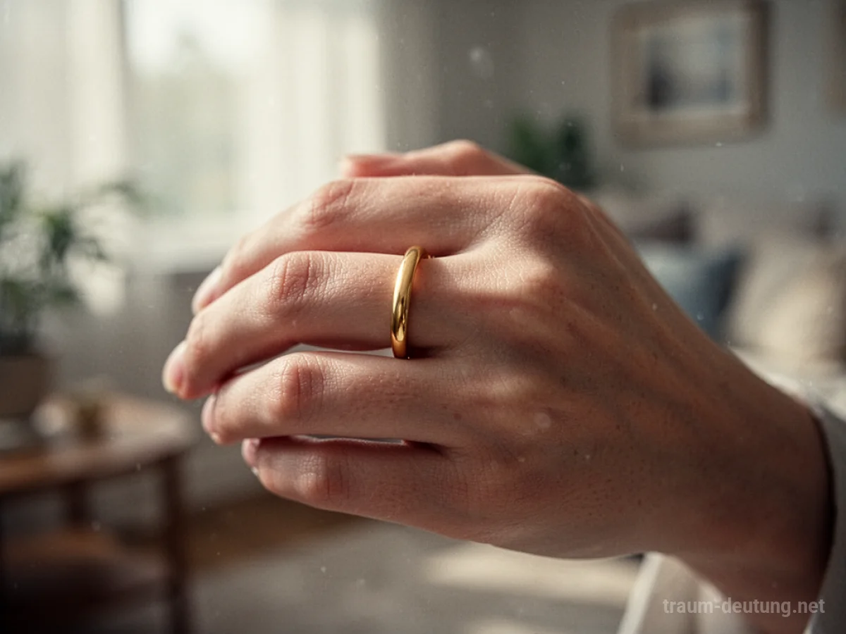 Hand mit goldenem Ring am Finger