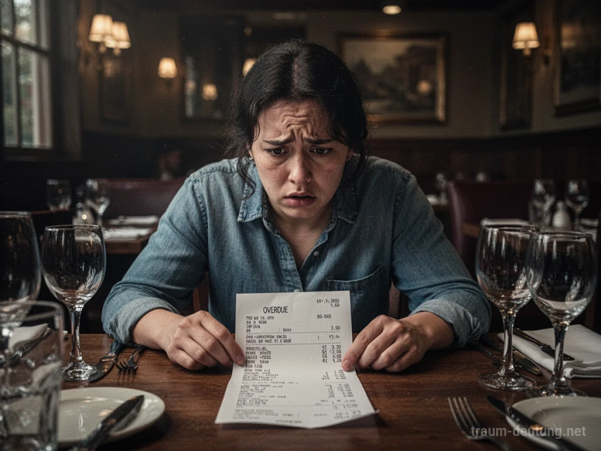 Person kann im Traum Restaurantrechnung nicht bezahlen.