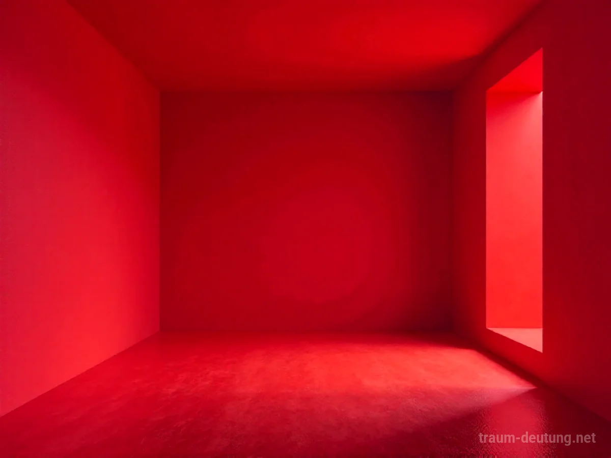 Ein völlig roter Raum ohne Möbel oder Personen
