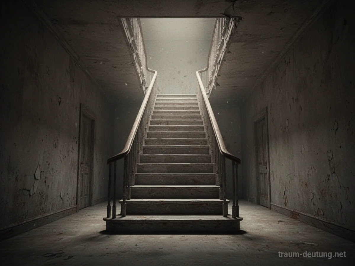 Eine Treppe, die in einem leeren Raum ins Nichts führt