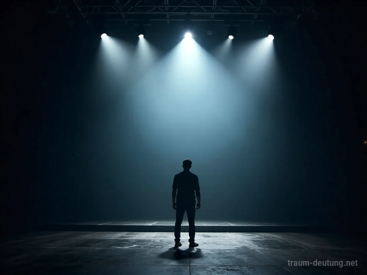 Silhouette einer Person auf einer Bühne im Scheinwerferlicht