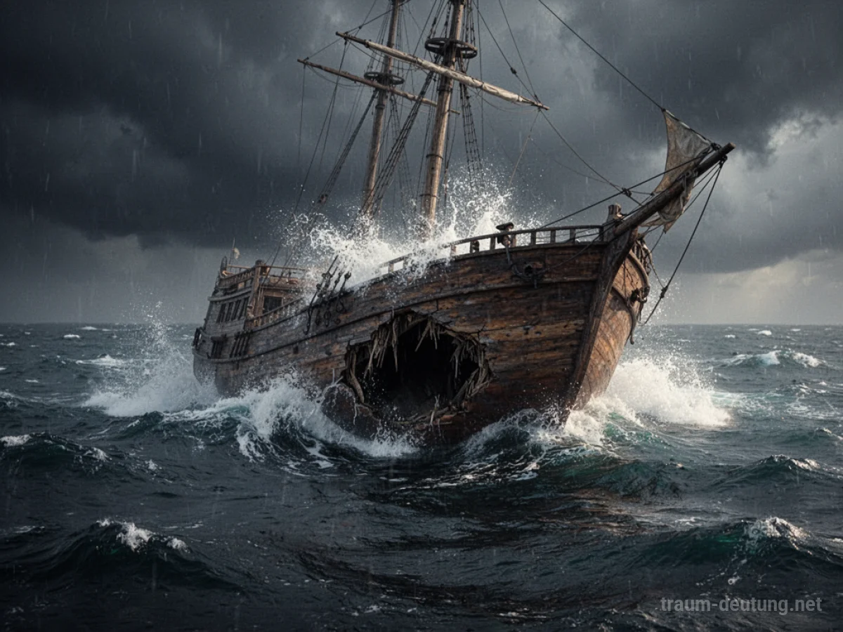 Ein sinkendes Schiff auf stürmischer See