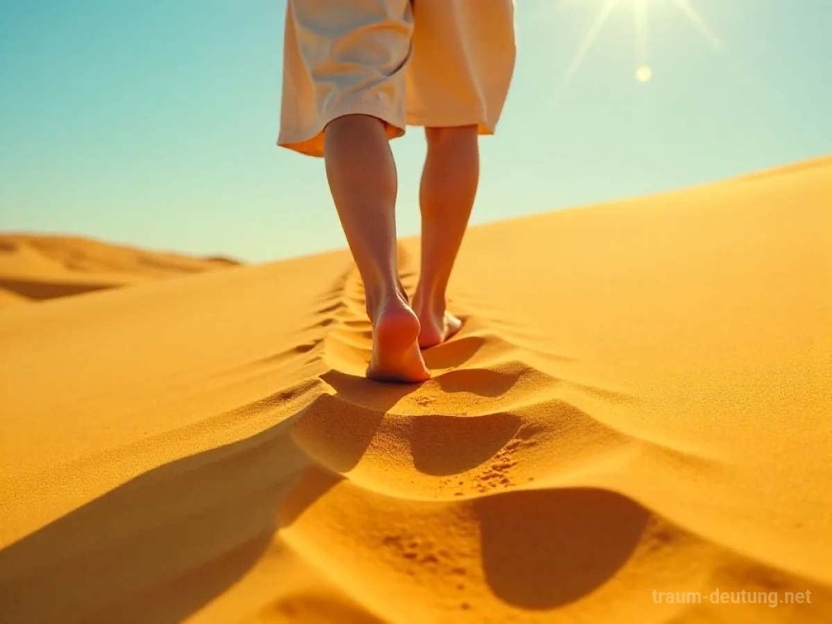 Barfuß im heißen Sand gehend