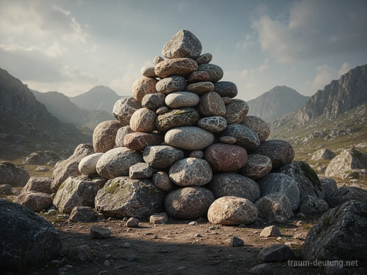 Ein hoher Berg aus unzähligen Steinen und Geröll, der einen Weg versperrt.