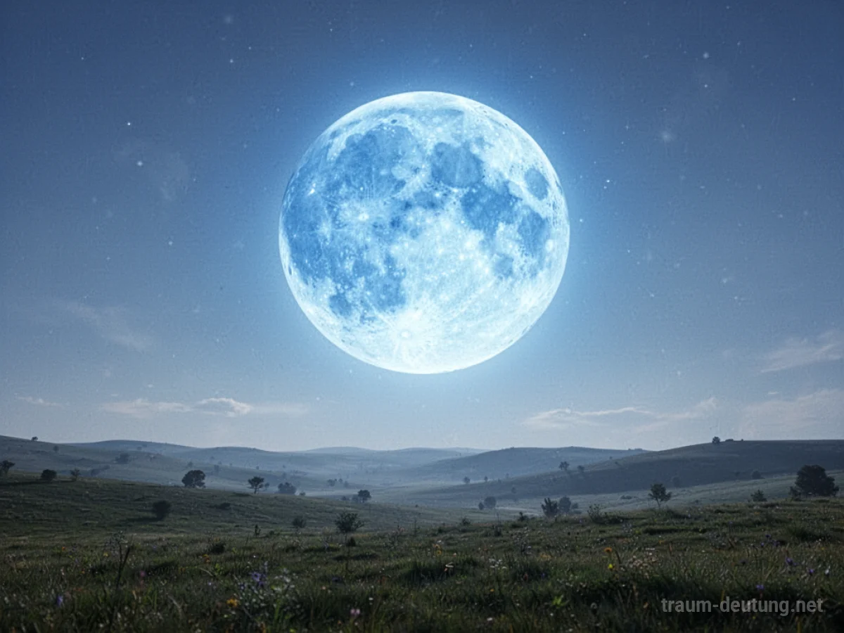 Eine leuchtende blaue Sonne am Himmel.