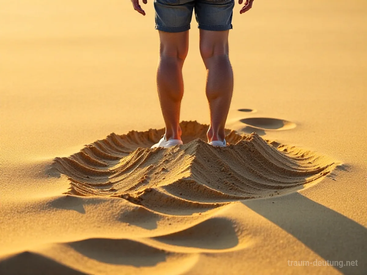 Boden verwandelt sich in Sand unter den Füßen einer Person