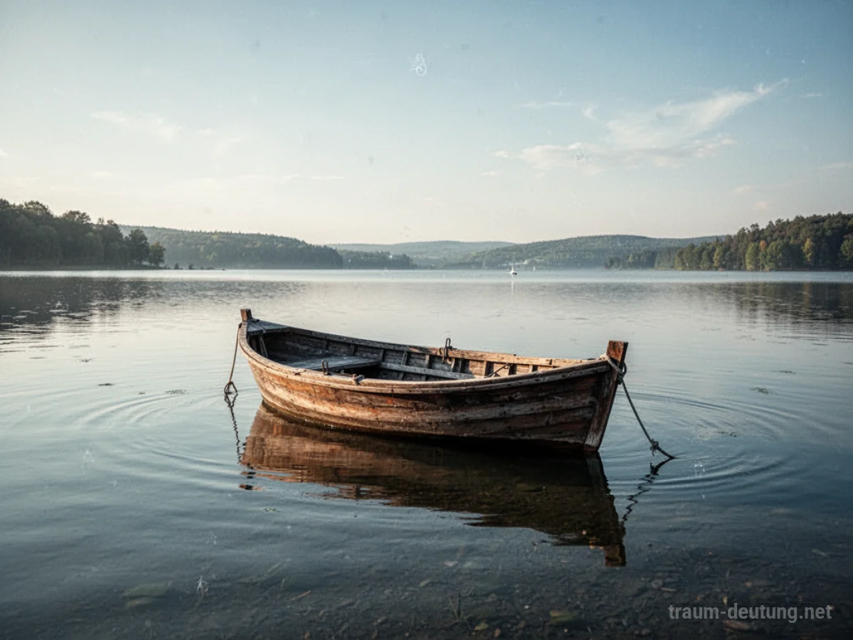 Ein kleines Boot auf einem ruhigen See.