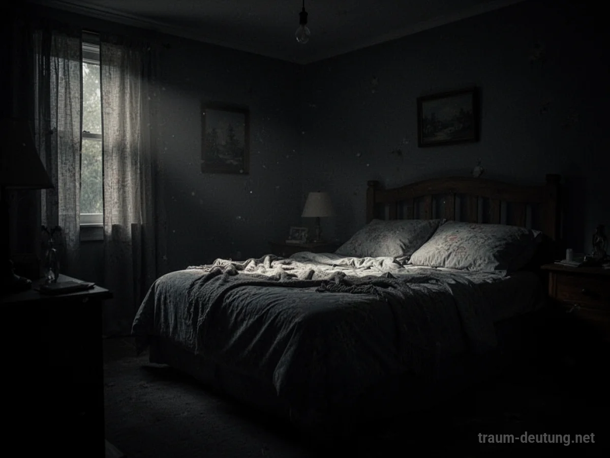Dunkles Schlafzimmer im Traum mit Schatten