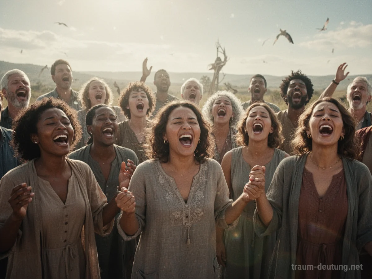 Menschen singen gemeinsam in einem hellen Raum
