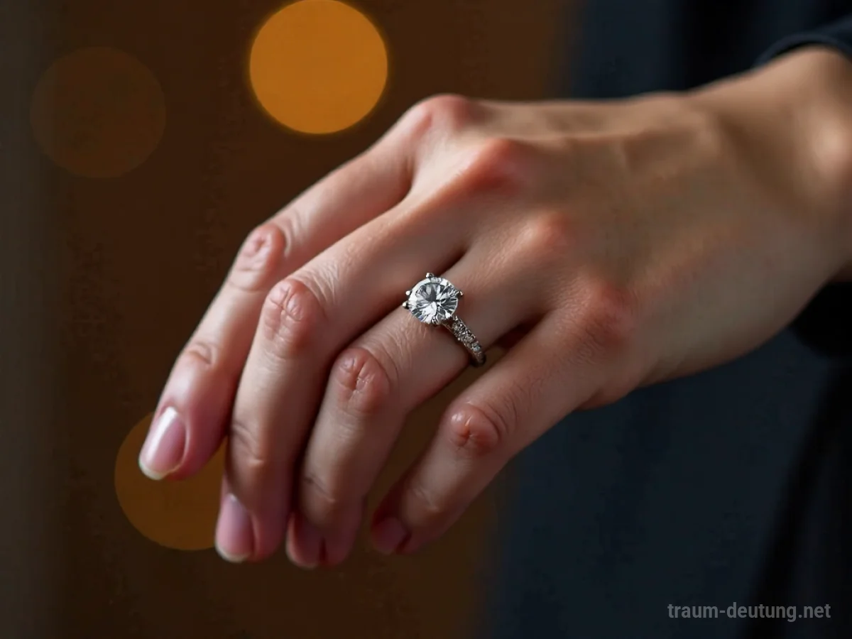 Hand mit glänzendem Ring im Traum.