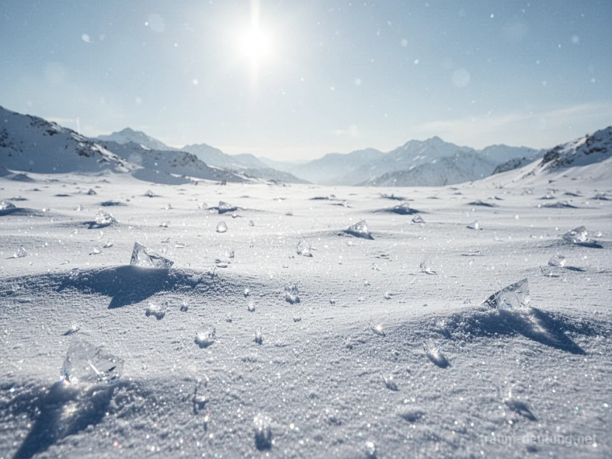 Pristiner glitzernder Schnee in einer weiten Landschaft unter klarem Himmel.
