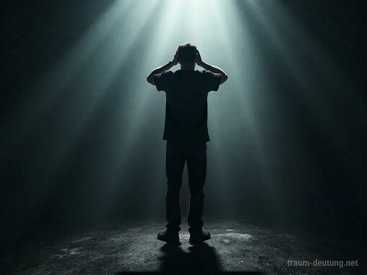 Silhouette einer Person, die im Dunkeln steht und sich selbst kritisiert.
