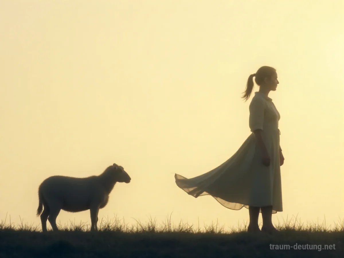 Silhouette einer Person verwandelt sich langsam in ein Schaf