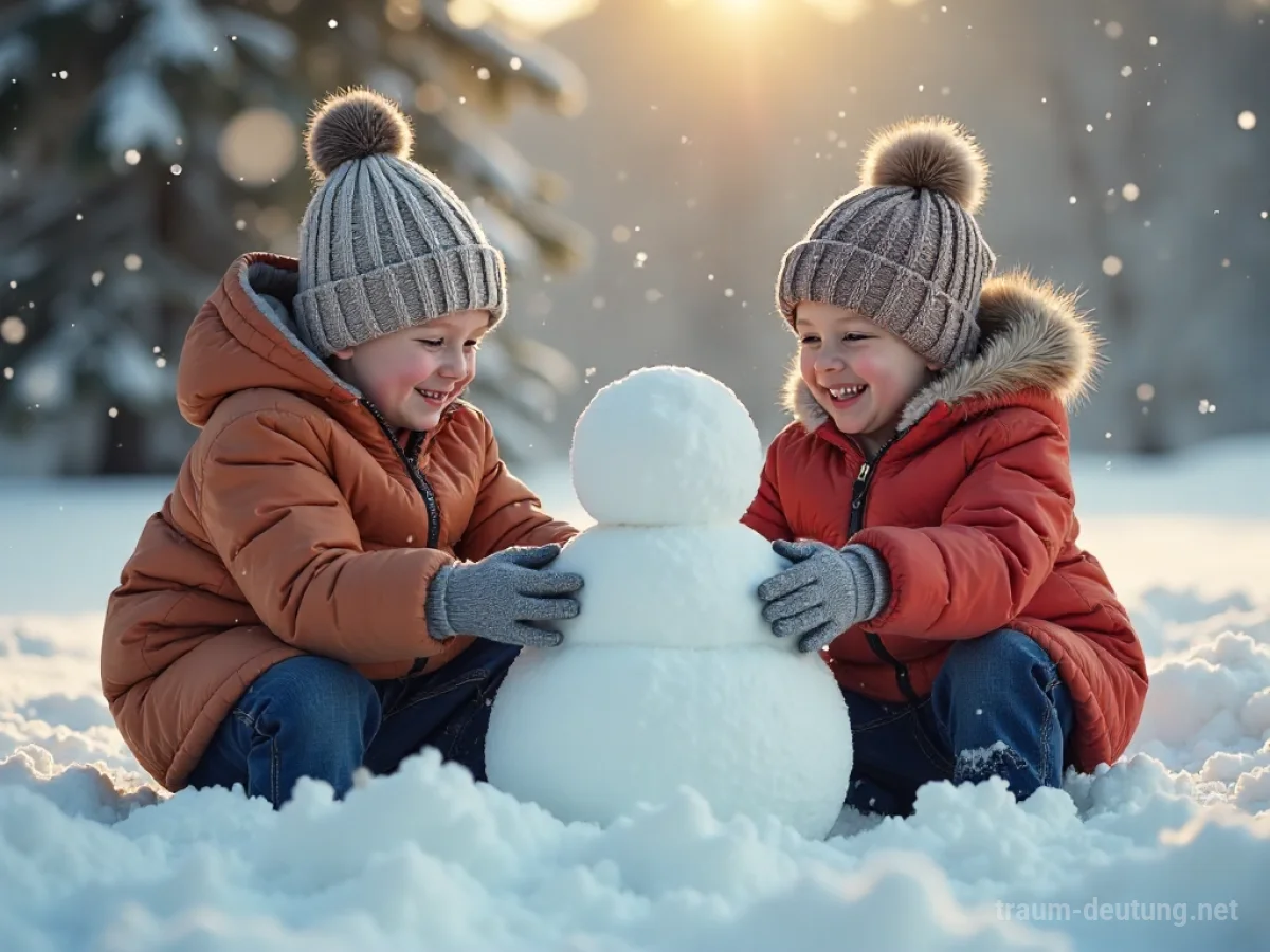 Kinder spielen ausgelassen im Schnee