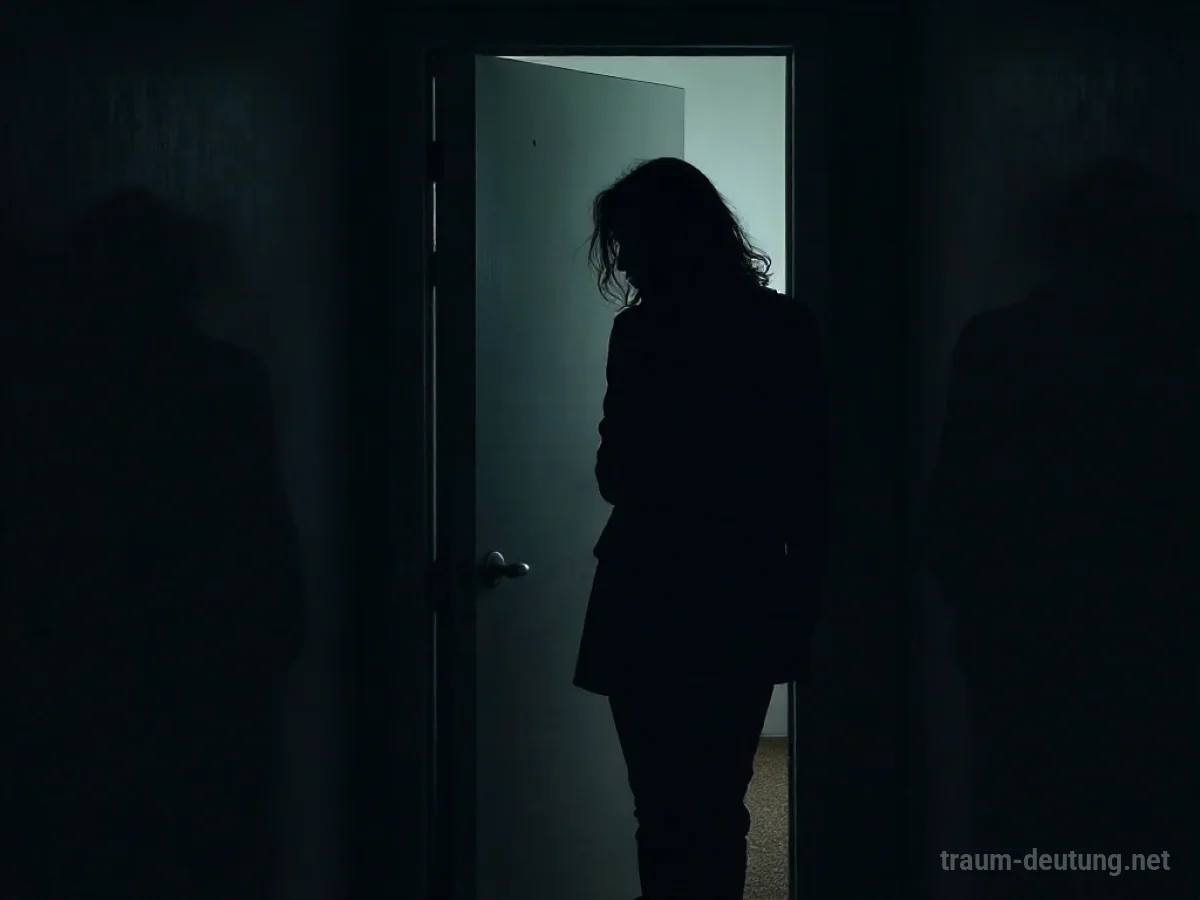 Silhouette einer Person, die sich in einem dunklen Schrank versteckt.