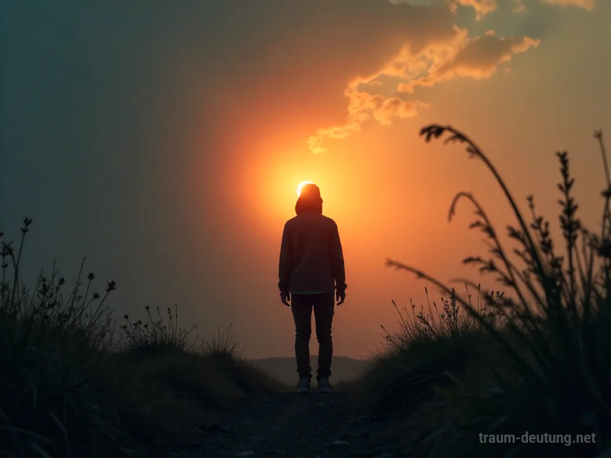 Silhouette einer Person beobachtet ein verblassendes Licht