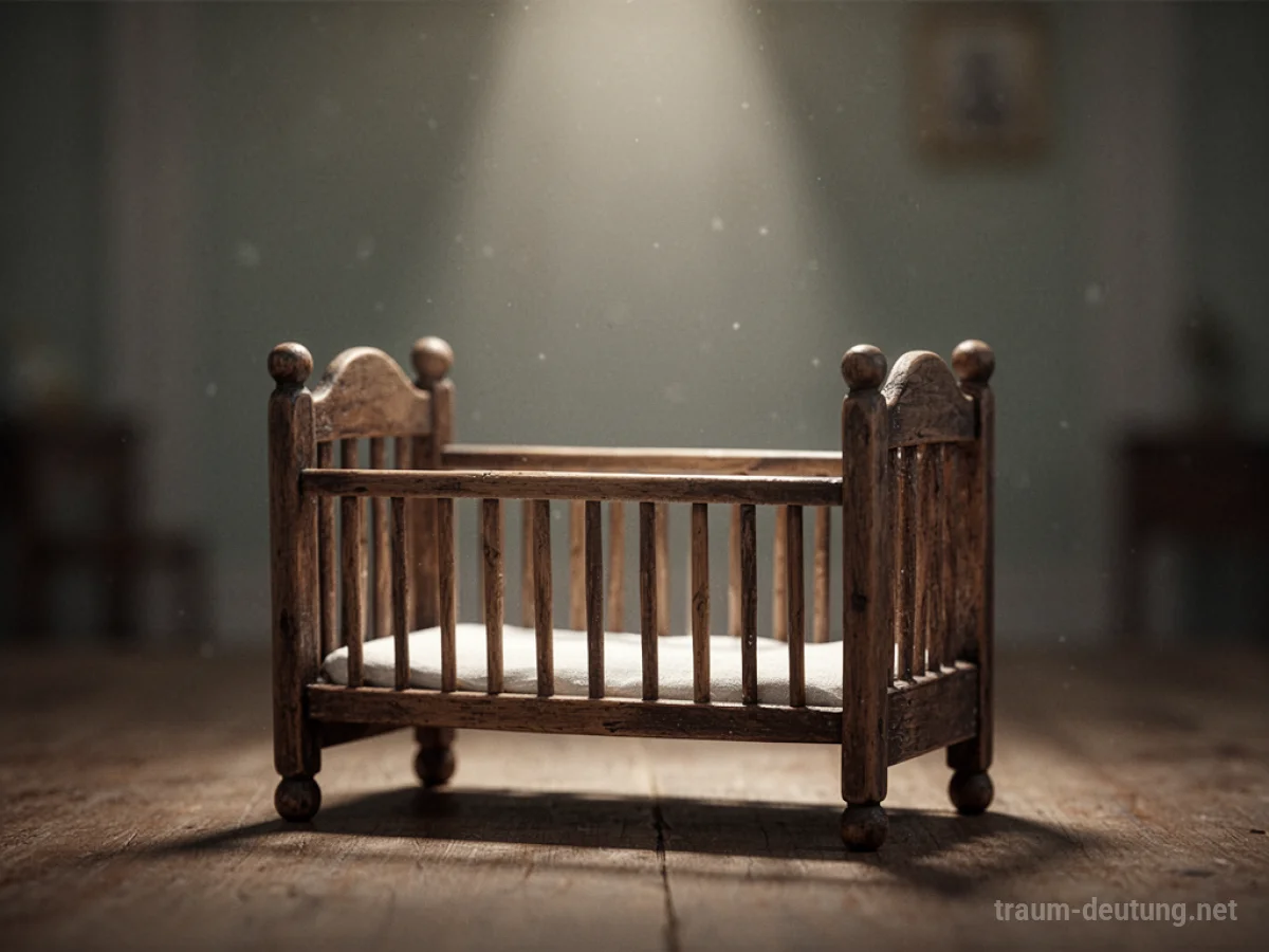 Ein leeres Kinderbett im sanften Licht.