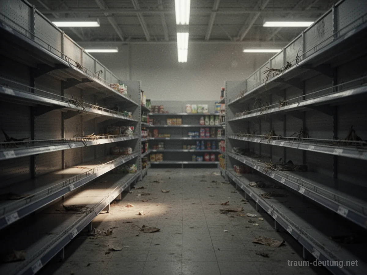 Leere Supermarktregale mit wenigen Produkten