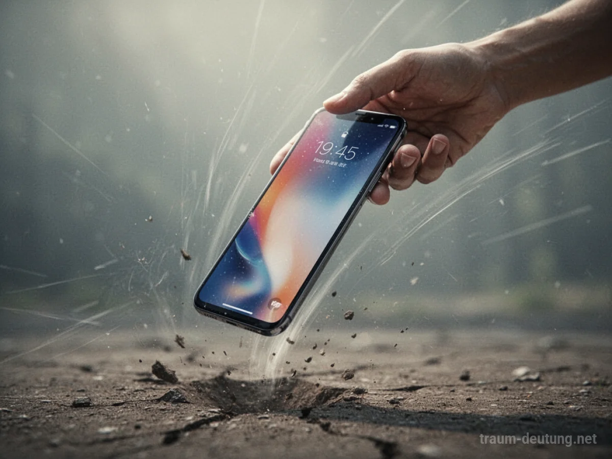 Smartphone fällt aus der Hand auf den Boden.