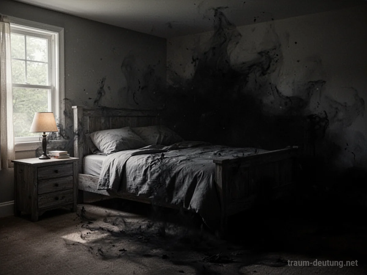 Schlafzimmer, das von Dunkelheit verschluckt wird