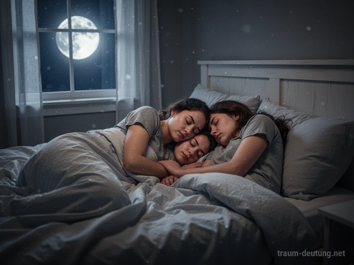 Ein Paar schläft friedlich im Bett unter Mondlicht.