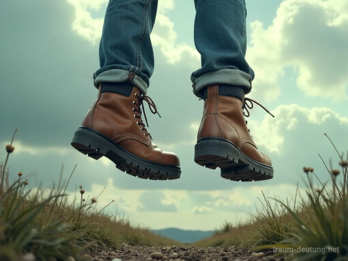 Ein Paar Stiefel fällt vom Himmel
