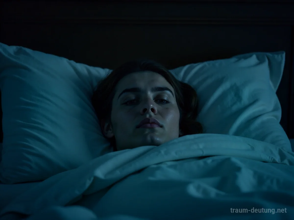 Eine Person liegt im Bett und schwitzt leicht im schwachen Mondlicht.