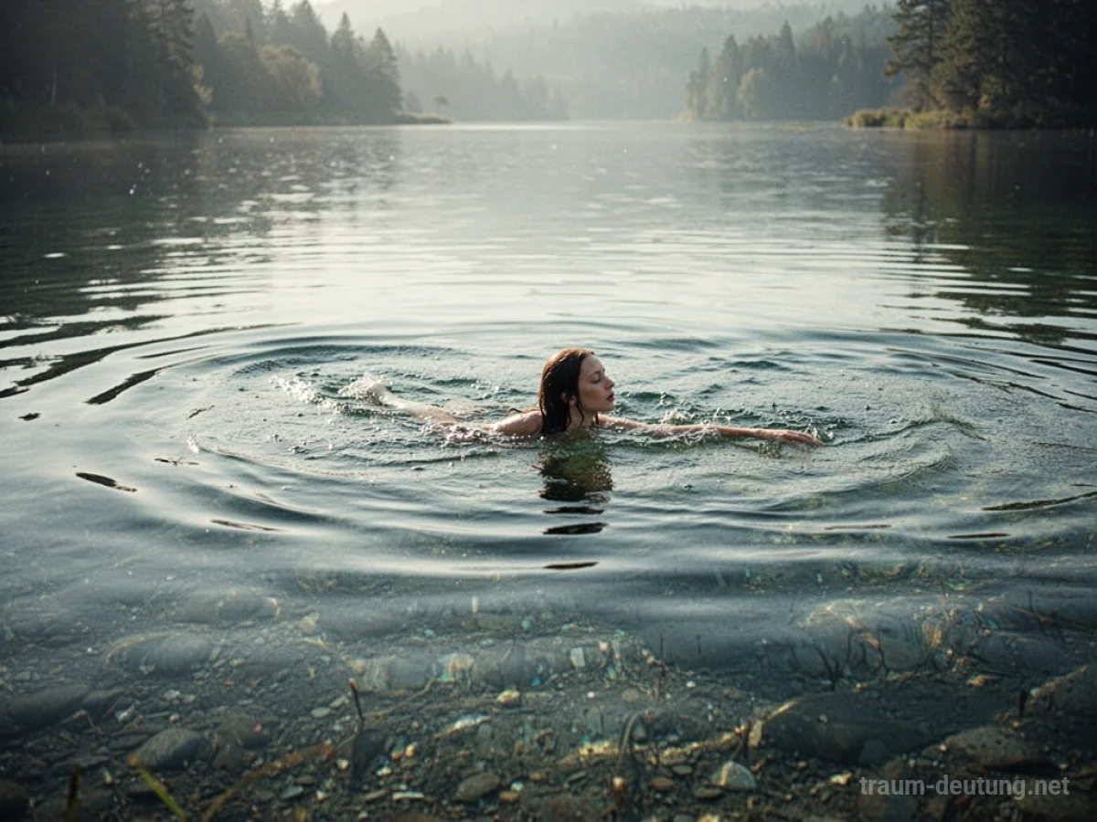 Person schwimmt nackt in klarem Wasser