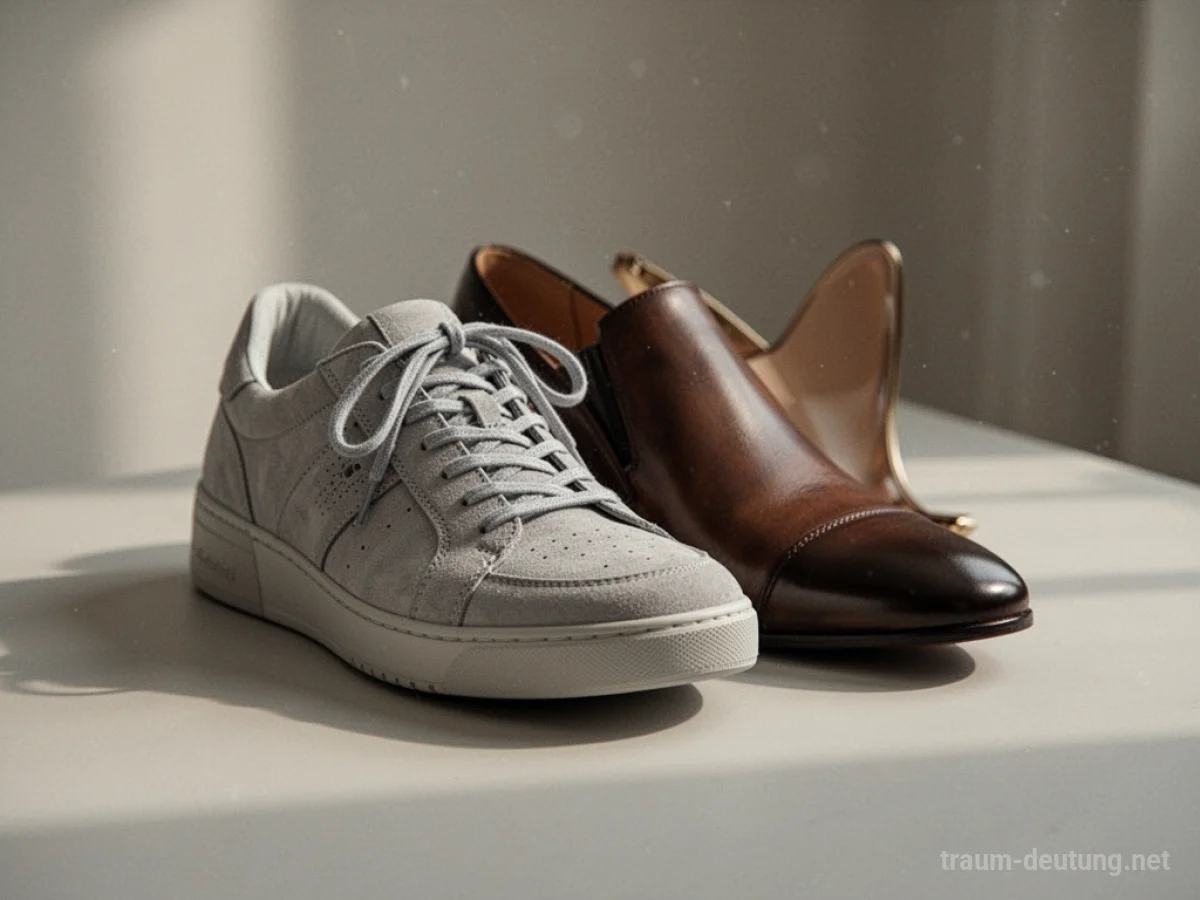 Neue Schuhe liegen bereit, bereit zum Anziehen.