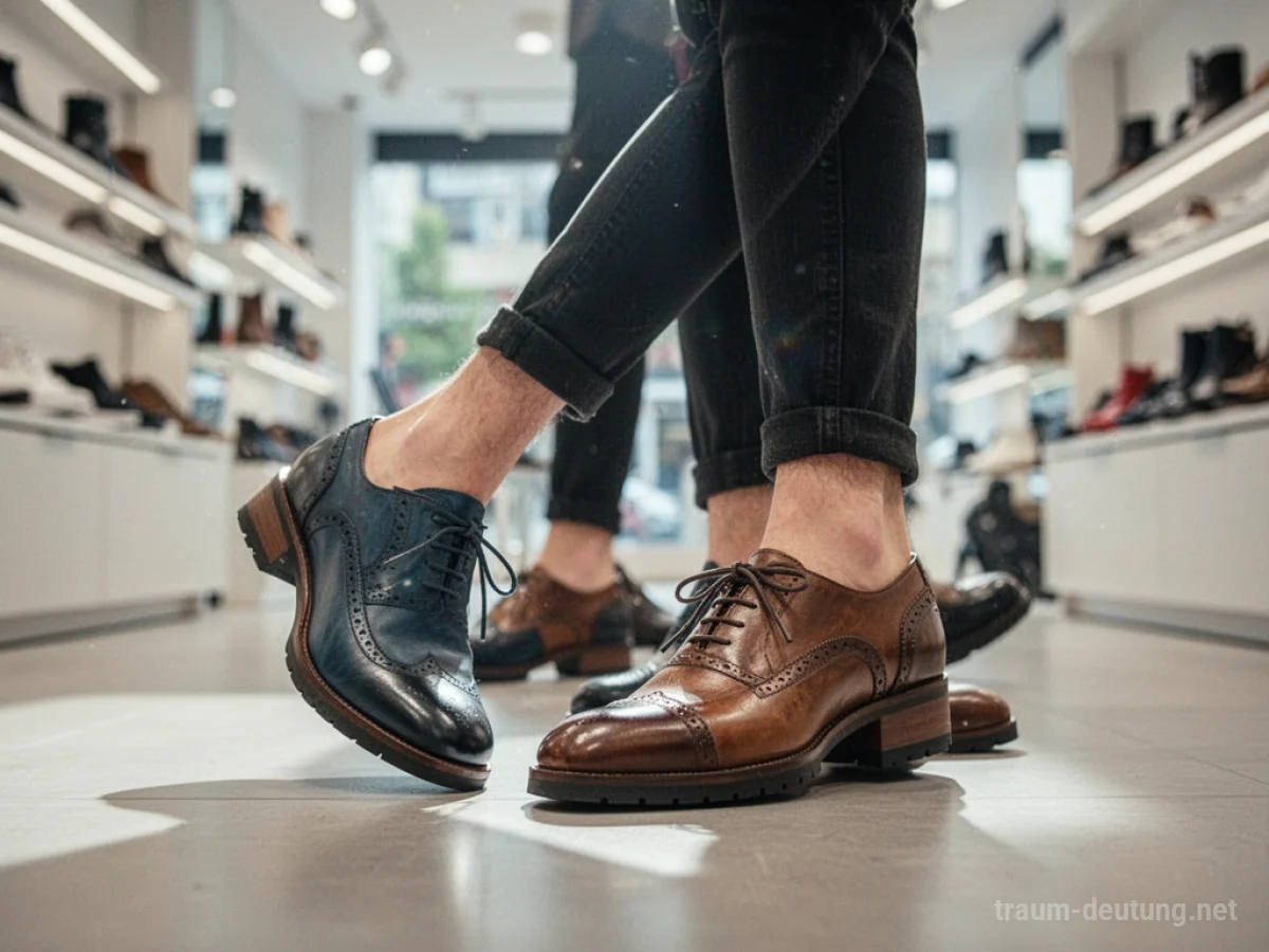 Füße probieren neue Schuhe in einem Geschäft an