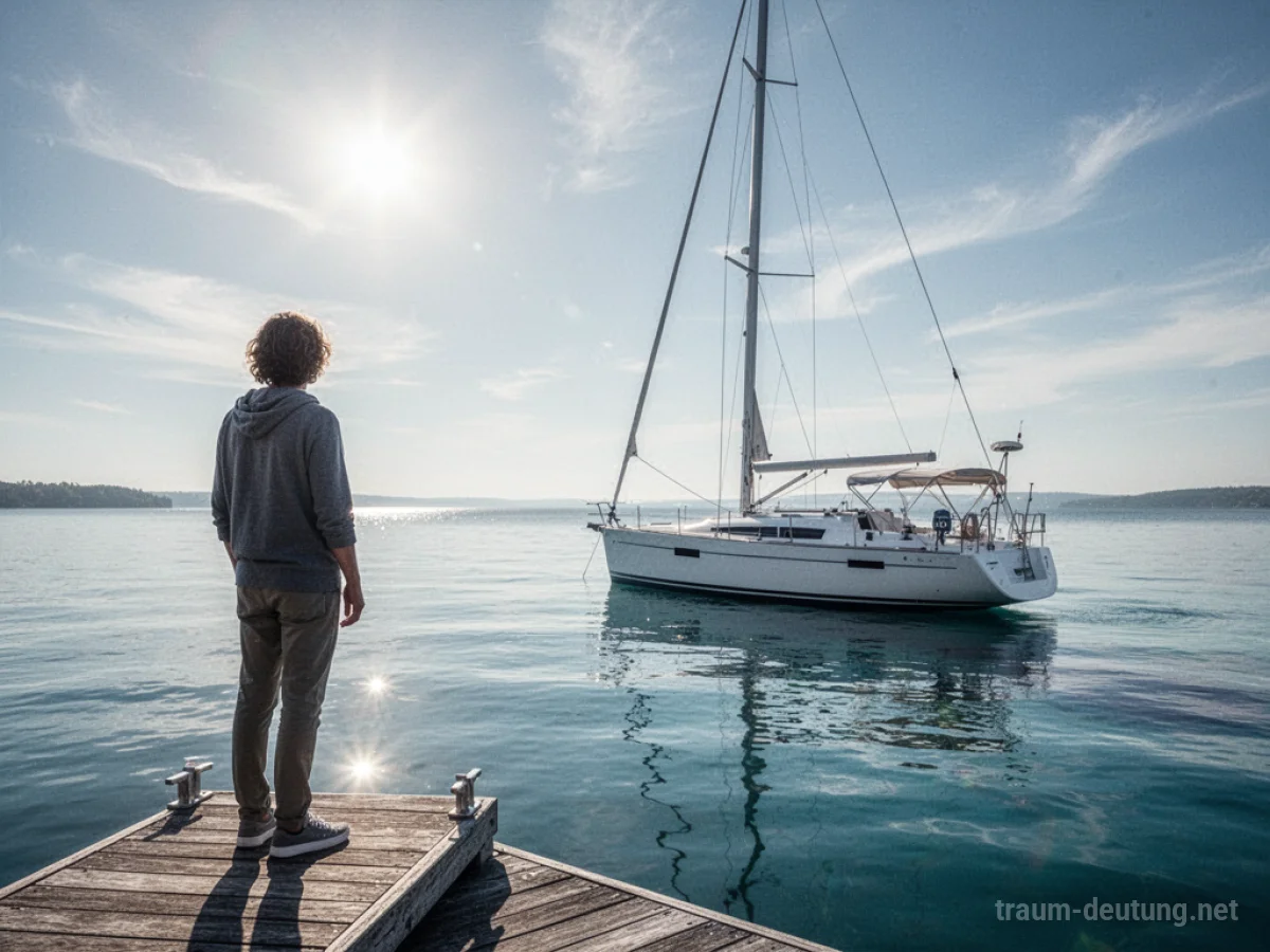 Neues Schiff auf ruhigem Wasser mit strahlendem Sonnenschein