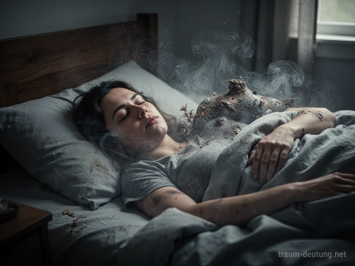 Person kann im Traum nicht aufwachen, liegt schwer im Bett.
