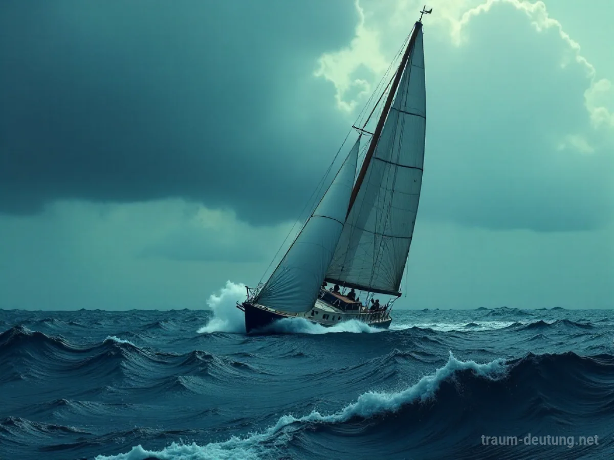 Segelboot im Sturm mit schlaffen Segeln