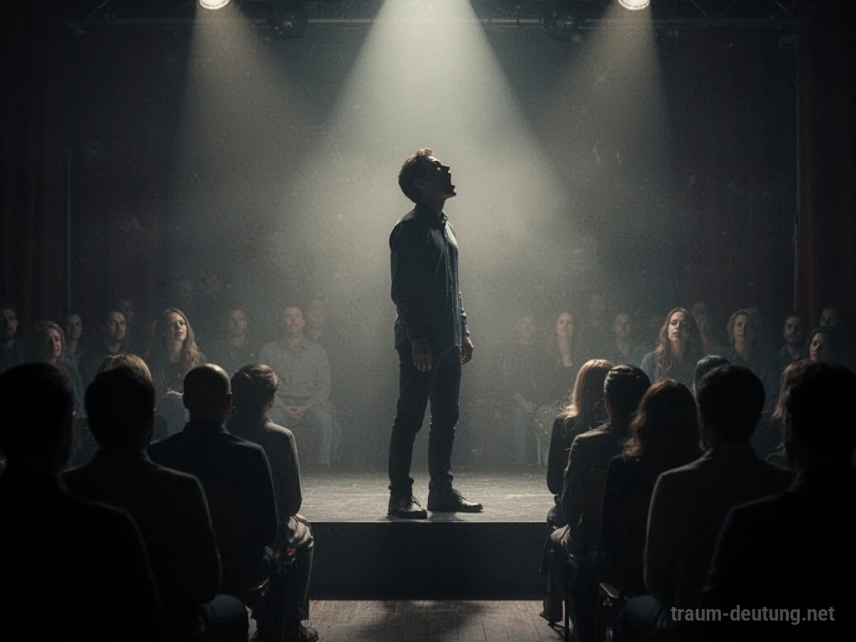 Silhouette einer Person auf einer Bühne, die nicht singen kann