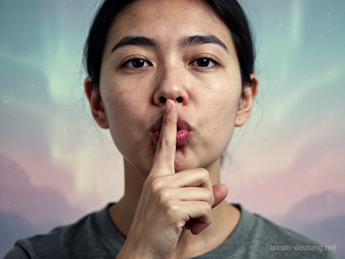 Eine Person, die sich mit dem Finger die Lippen bedeckt, um zu schweigen.