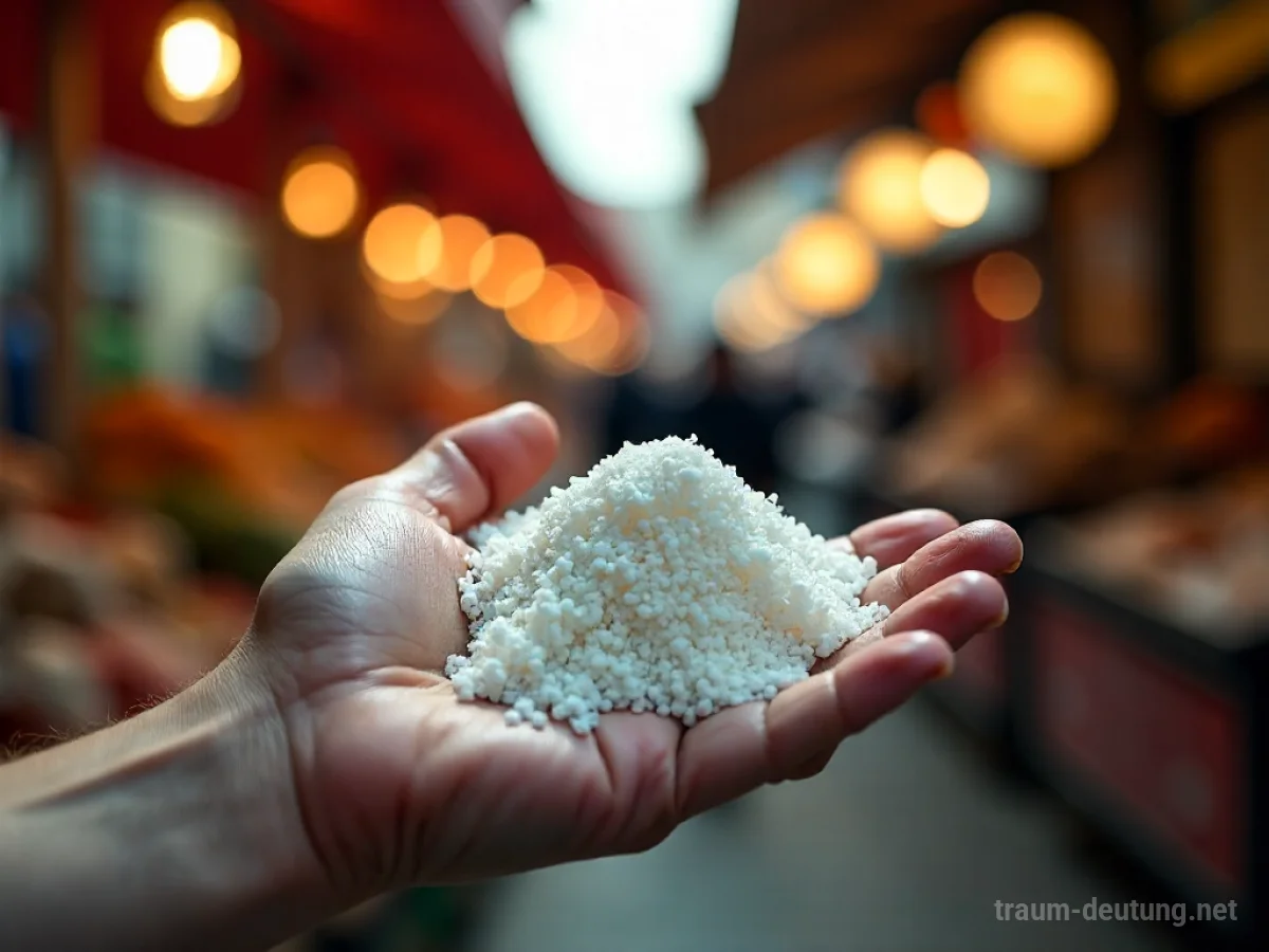 Hand kauft Salz auf einem Markt