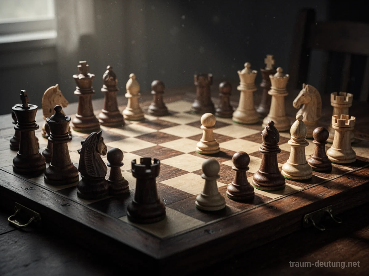 Brett mit Schachfiguren und strategischer Anordnung im Traum