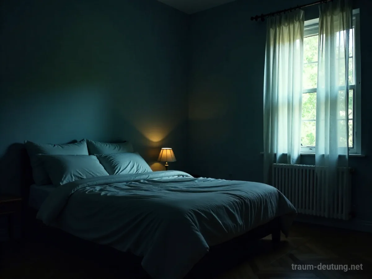 Schattenhafte Form im dunklen Schlafzimmer