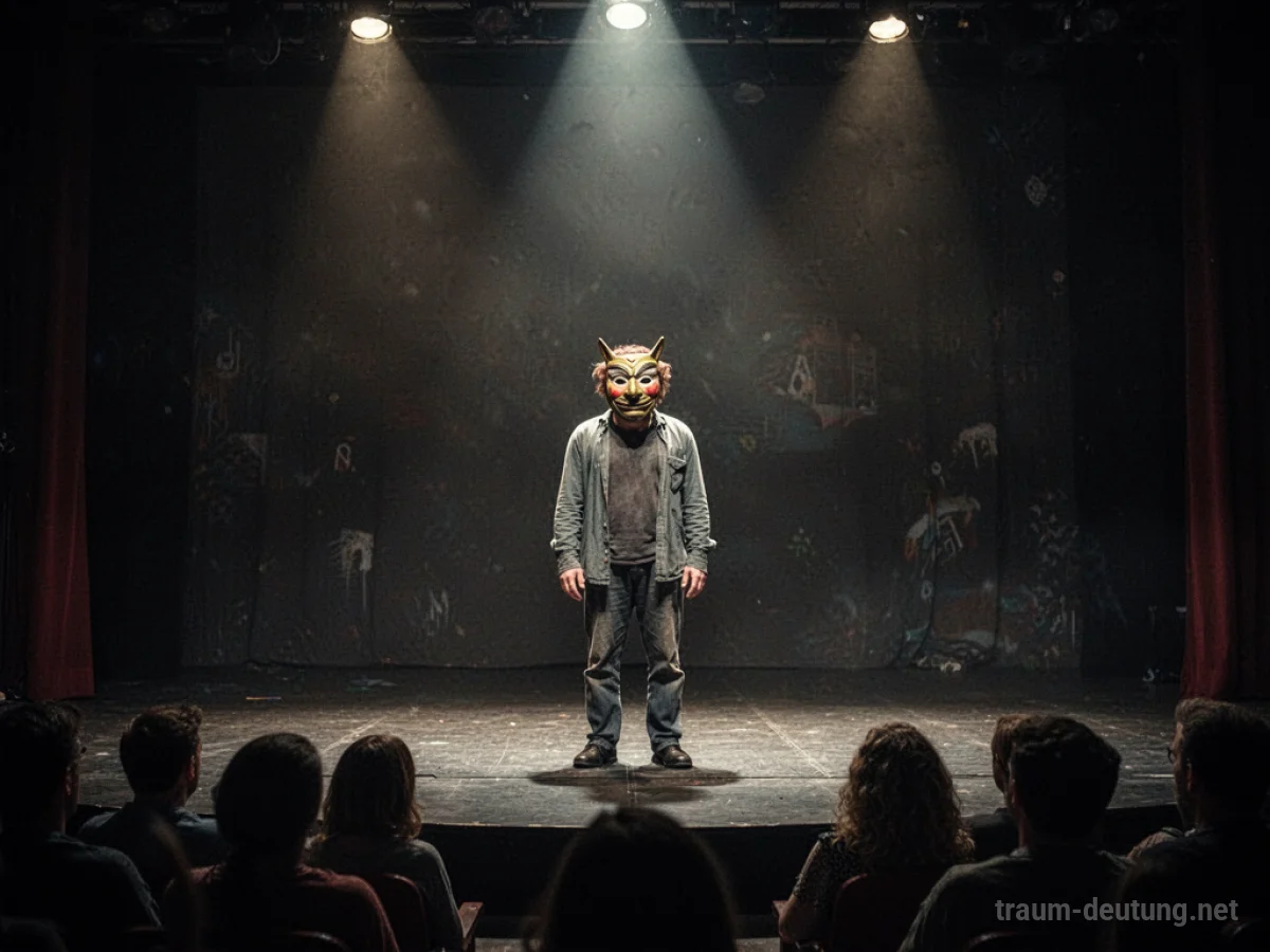 Schauspieler auf einer Bühne mit Maske