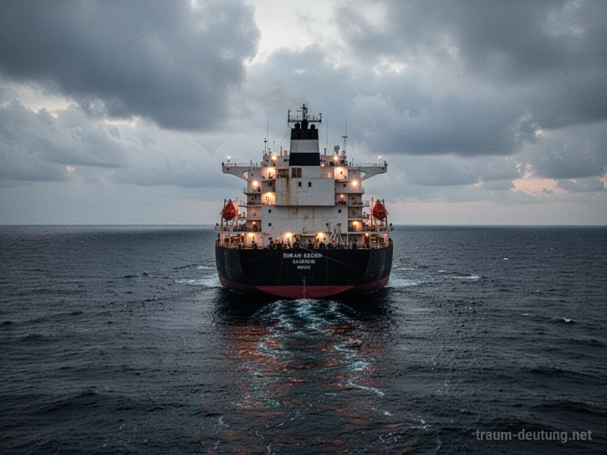 Ein Schiff fährt rückwärts auf dem Meer.