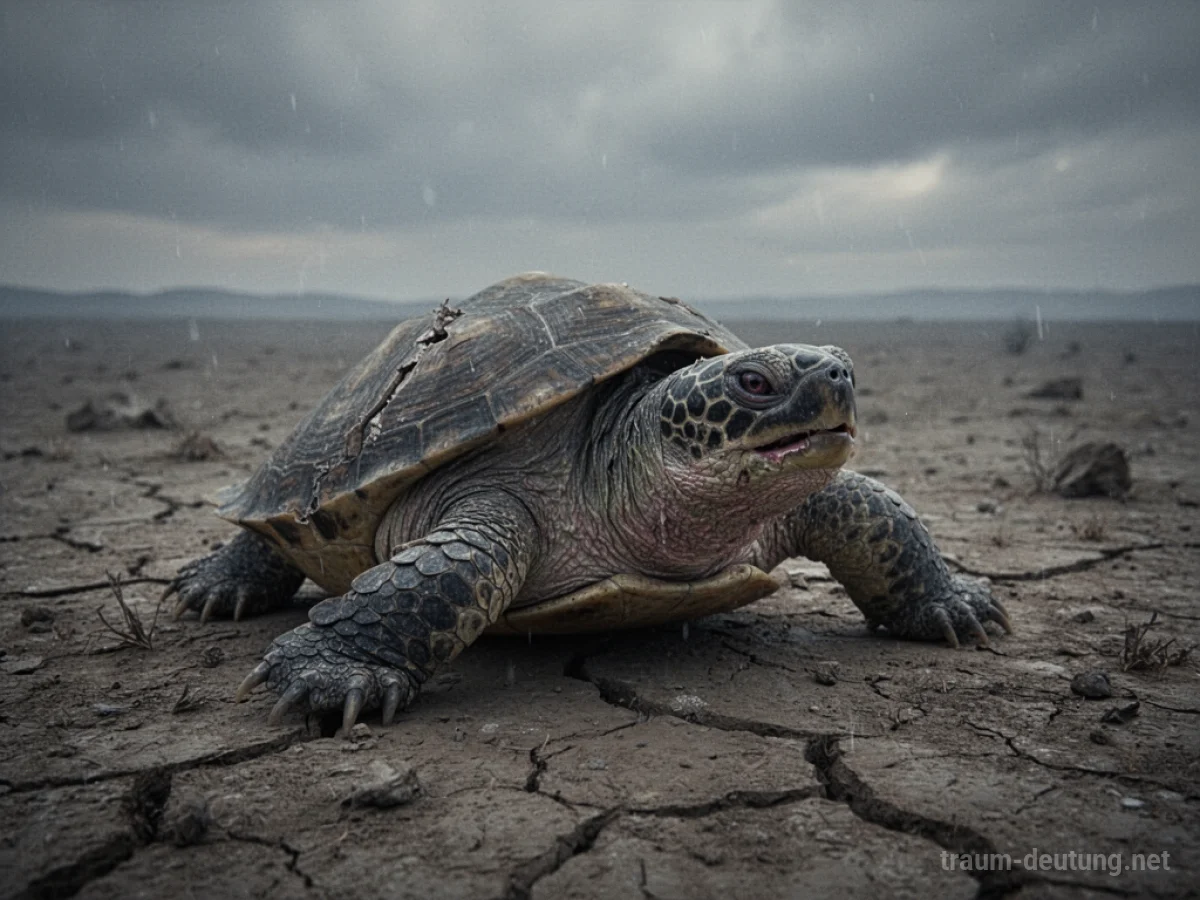 Eine Schildkröte ohne Panzer auf trockenem Boden